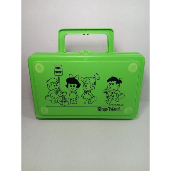 Other - Rare Vintage Kings Island Flintstones Bus Stop Lunch Box Green 1988